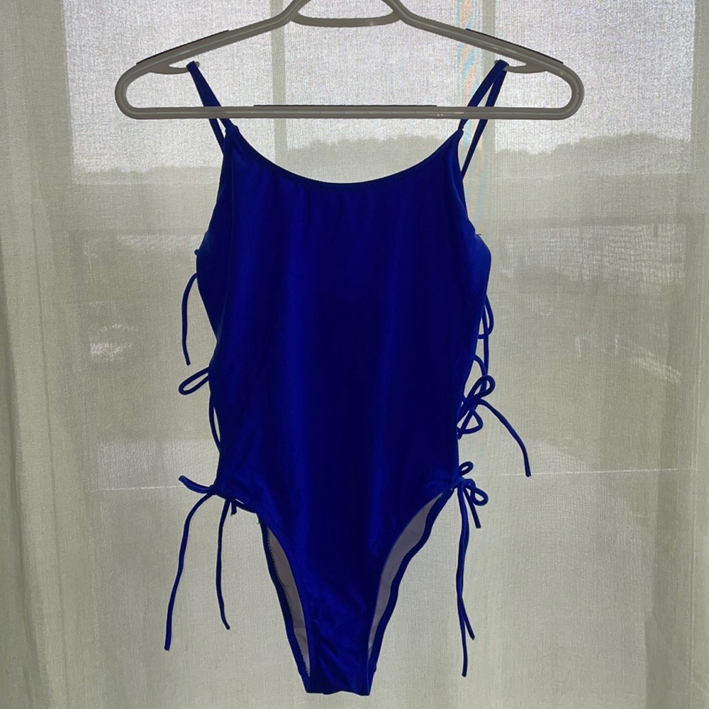 Missguided One Piece blue bathing suit